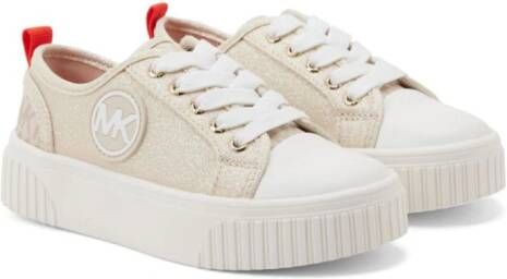 Michael Kors Kids logo-appliqué lurex sneakers Beige