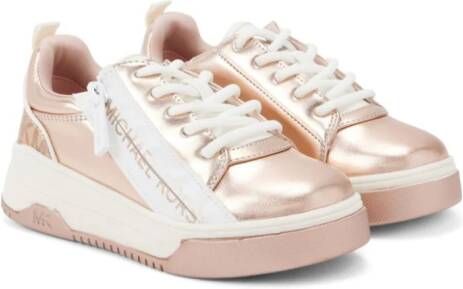 Michael Kors Kids logo-print metallic sneakers Roze