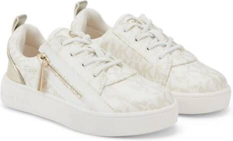 Michael Kors Kids monogram-print zip-up sneakers Wit