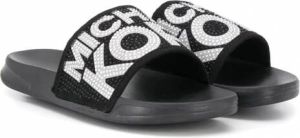 Michael Kors Kids Slippers met verfraaid logo Zwart