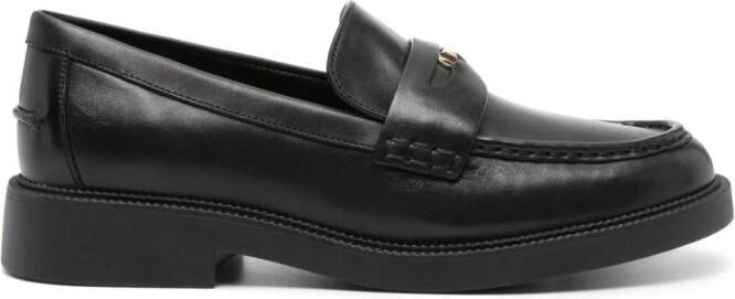 Michael Kors Leren loafers met logo Zwart