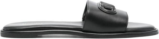 Michael Kors logo-embossed leather slides Zwart