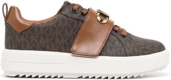 Michael Kors Emmett sneakers met monogramprint Bruin