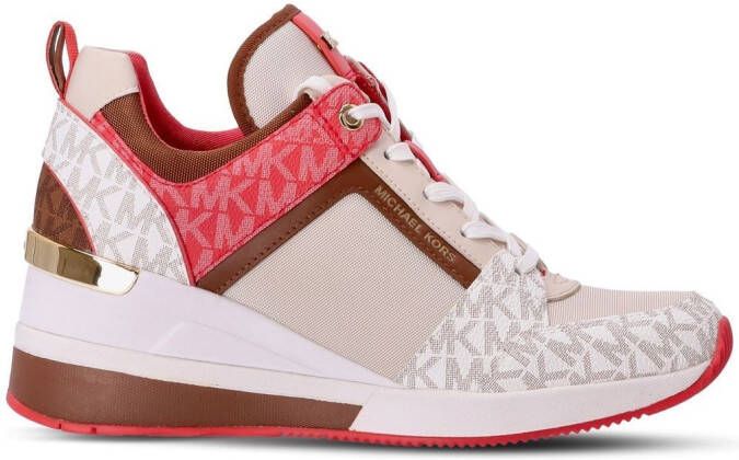 Michael Kors Linsey teenslippers met logoplakkaat Geel