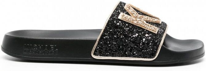 Michael Kors Slippers met glitter Zwart