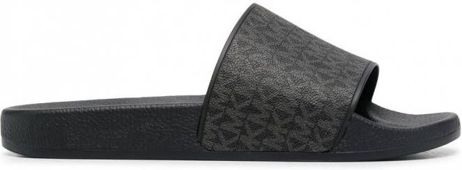 Michael Kors Jake slippers met monogramprint Zwart
