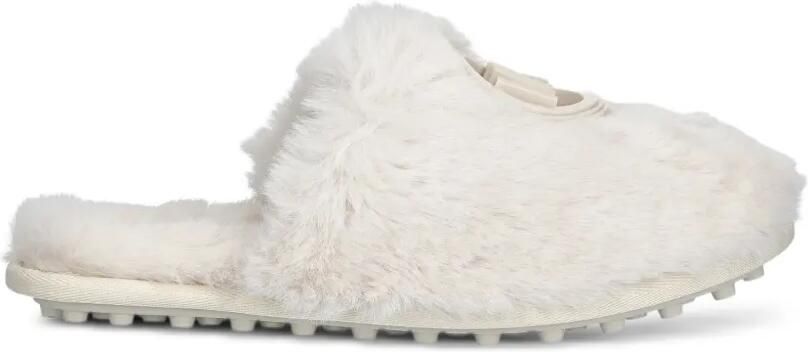 Michael Kors Ada slippers van imitatiebont Beige