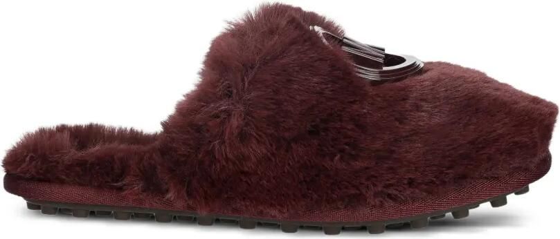 Michael Kors Ada slippers van imitatiebont Rood