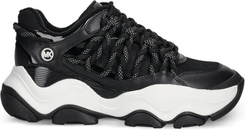 Michael Kors Zuma verfraaide mixed-media sneakers met franje Zwart
