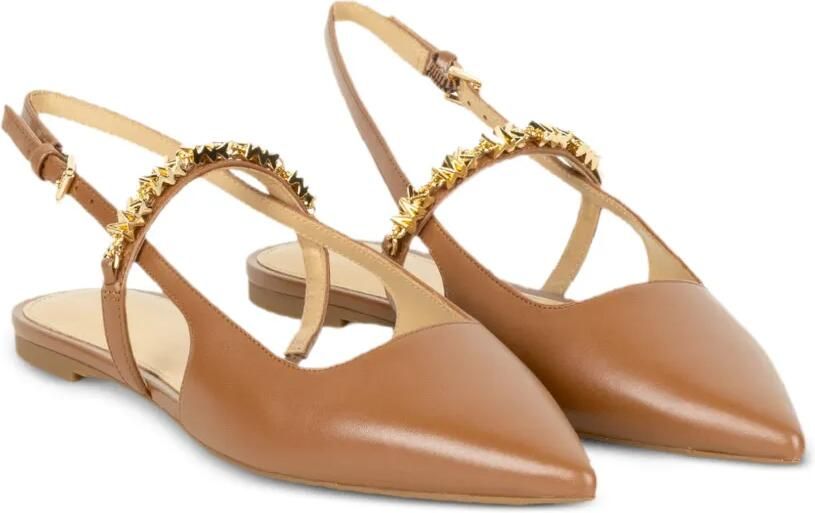 Michael Kors Ballerina's met puntige neus en kettingdetail Bruin