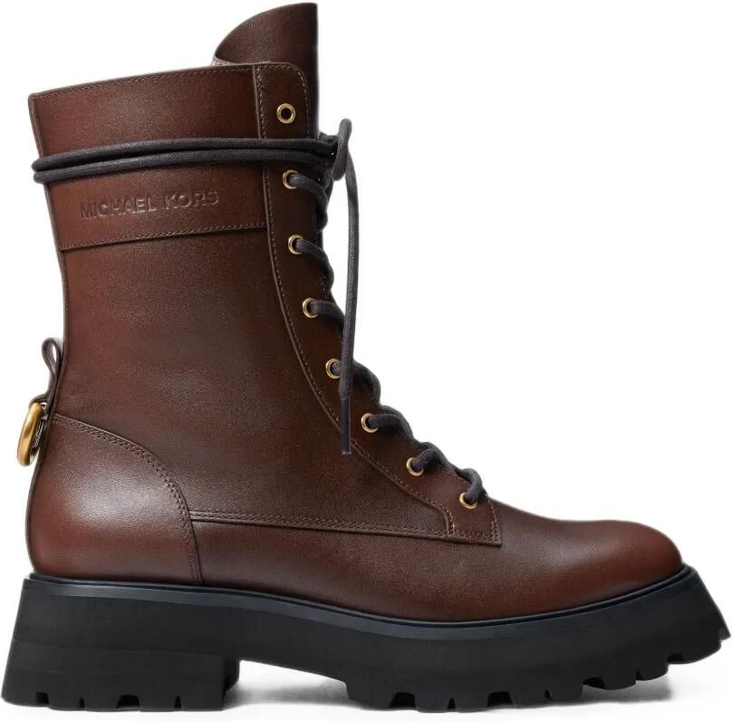 Michael Kors Caleb combat boots van gepolijst leer Bruin