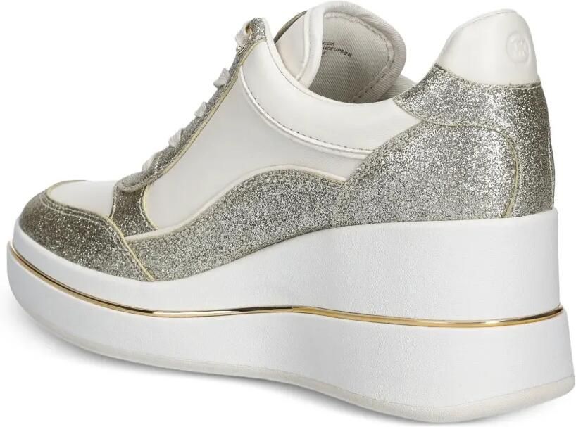 Michael Kors Emmy Signature leren sneakers met sleehak en logo Beige - Foto 2