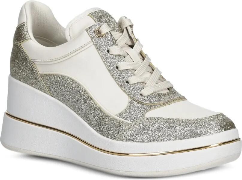 Michael Kors Emmy Signature leren sneakers met sleehak en logo Beige - Foto 3