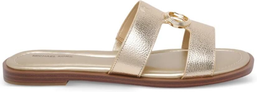 Michael Kors Erin leren sandalen met logoplakkaat Goud