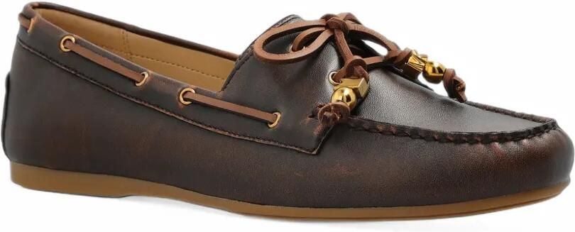 Michael Kors Fallon polished leather moccasins Bruin - Foto 4
