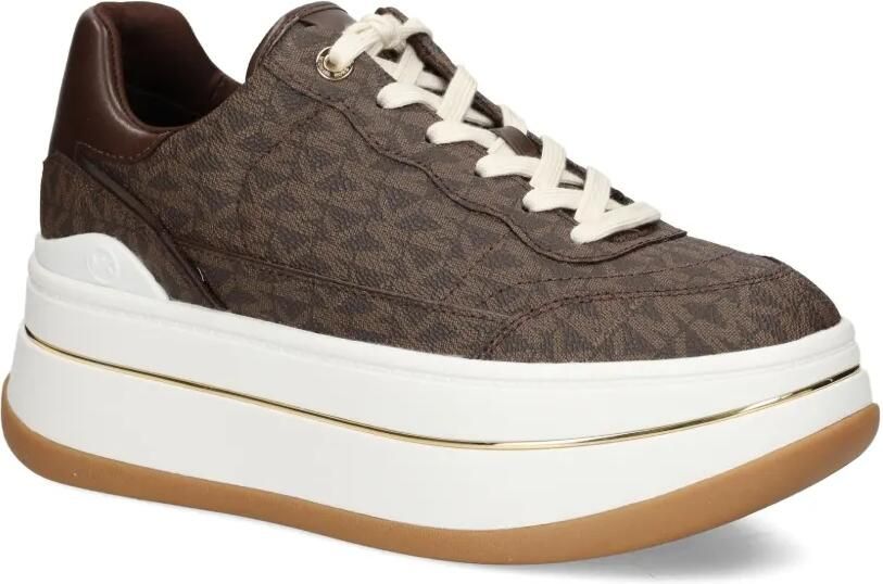 Michael Kors Hayes sneakers met plateauzool Bruin - Foto 4