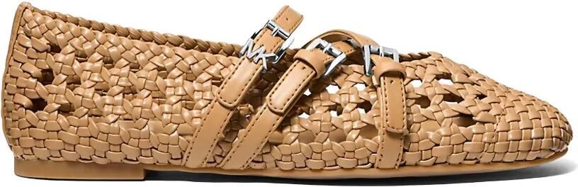 Michael Kors Indy geweven ballerina's met gesp Beige