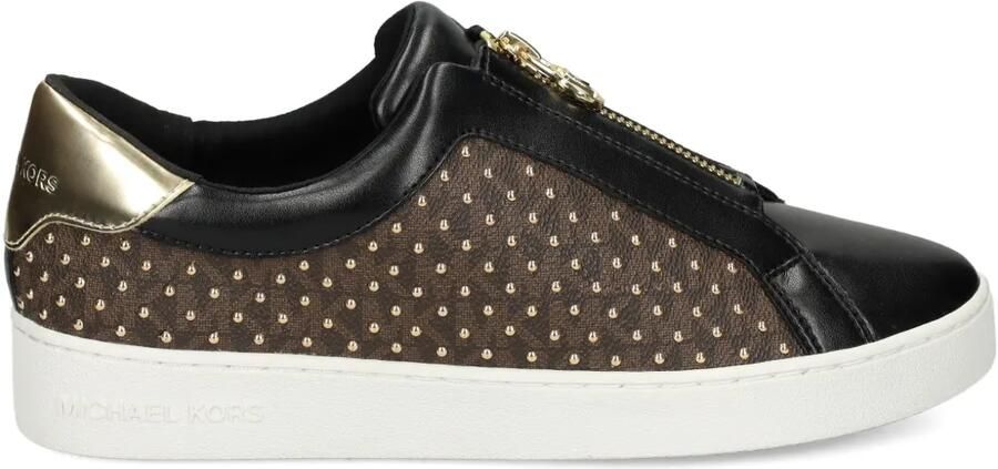 Michael Kors Keaton sneakers met rits en studs Bruin