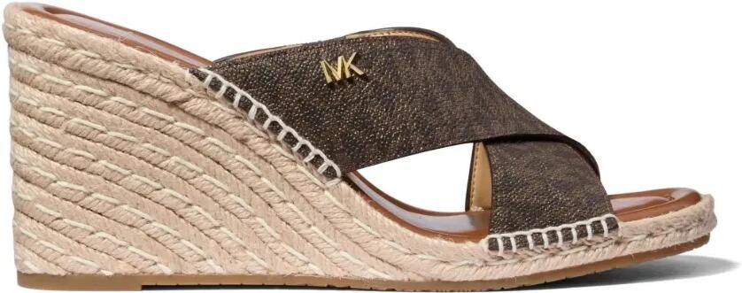 Michael Kors Kenzie Signature sandalen met sleehak en logo Bruin