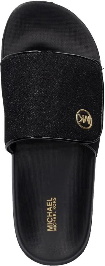 Michael Kors Kids Jett Darby glitter-detail touch-strap slides Zwart - Foto 2