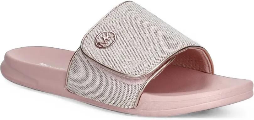 Michael Kors Kids Jett Darby logo-plaque touch-strap flip flop Roze