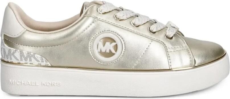 Michael Kors Kids Jordana Finn metallic sneakers met logoplakkaat Geel - Foto 4
