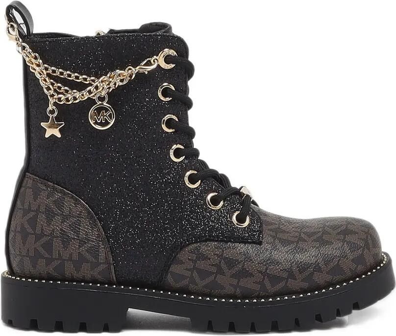 Michael Kors Kids Kalina Charm monogram-print glitter boots Zwart