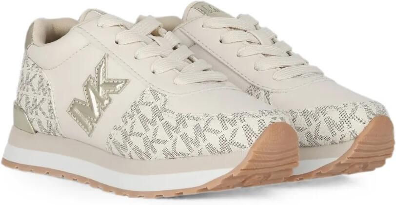 Michael Kors Kids Sneakers met logoplakkaat en monogram Beige