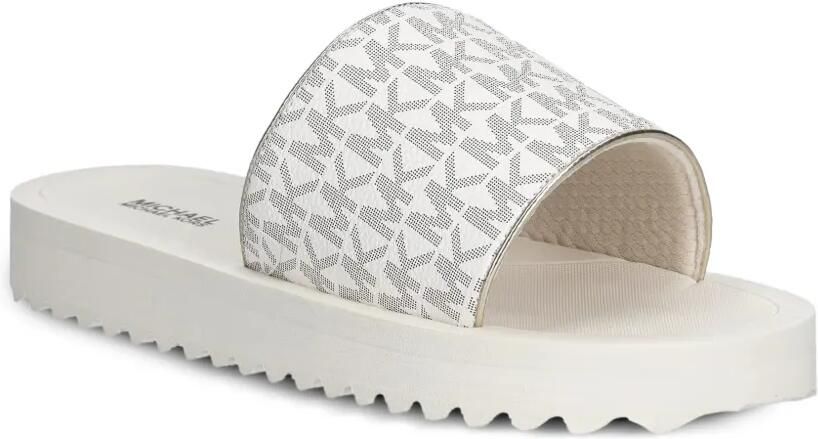 Michael Kors Kids Teagan Merrick 2 monogram-print slides Beige