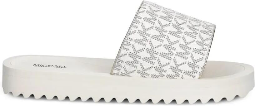 Michael Kors Kids Teagan Merrick 2 monogram-print slides Beige - Foto 4