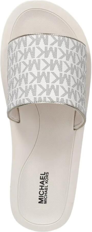 Michael Kors Kids Teagan Merrick 2 monogram-print slides Beige - Foto 3