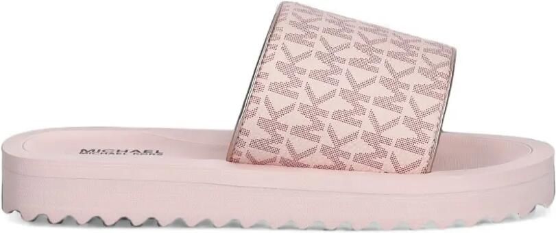 Michael Kors Kids Teagan Merrick 2 monogram-print slides Roze - Foto 5