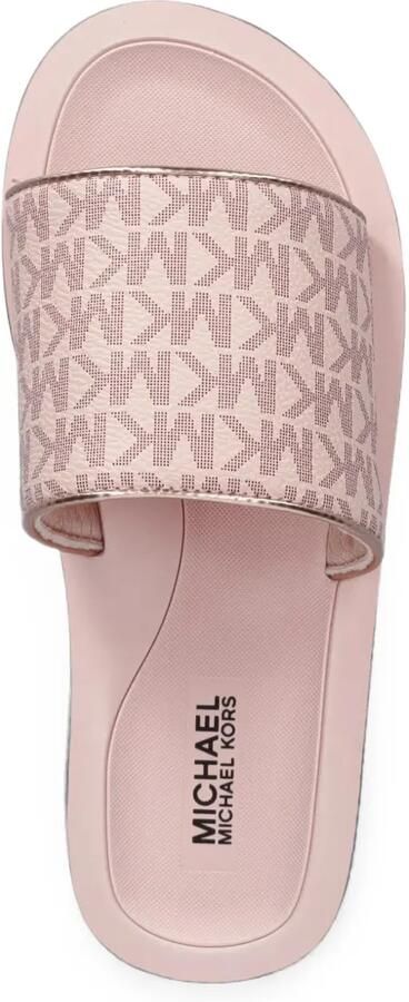 Michael Kors Kids Teagan Merrick 2 monogram-print slides Roze - Foto 3