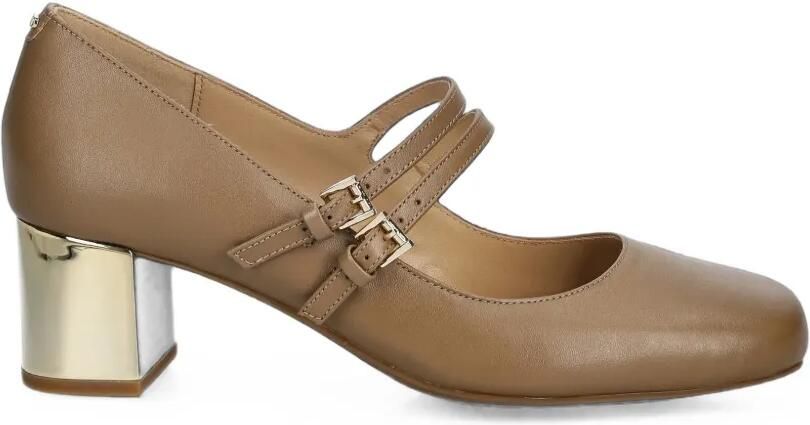 Michael Kors Emmy Signature leren sneakers met sleehak en logo Beige