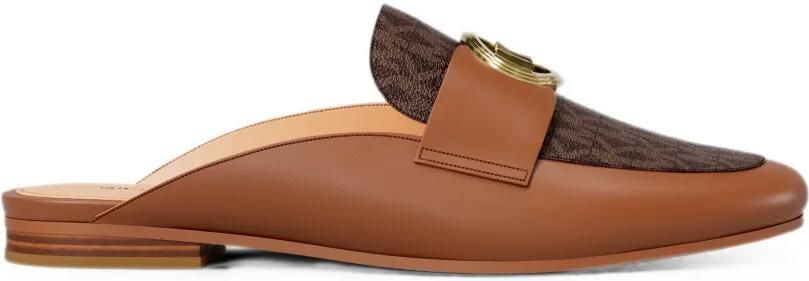 Michael Kors Mckenzie leren muiltjes met logoplakkaat Bruin