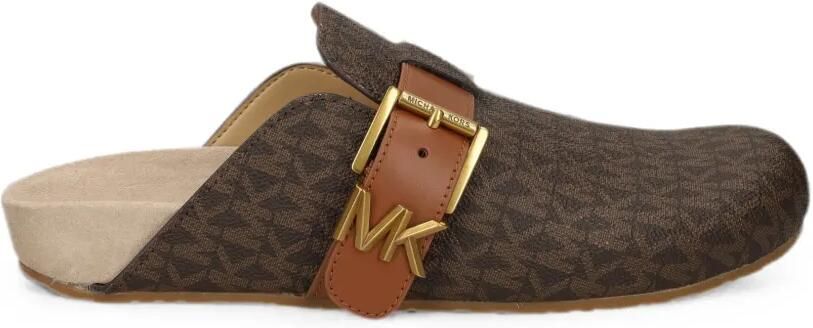 Michael Kors Muiltjes met gespsluiting en monogram-patroon Bruin