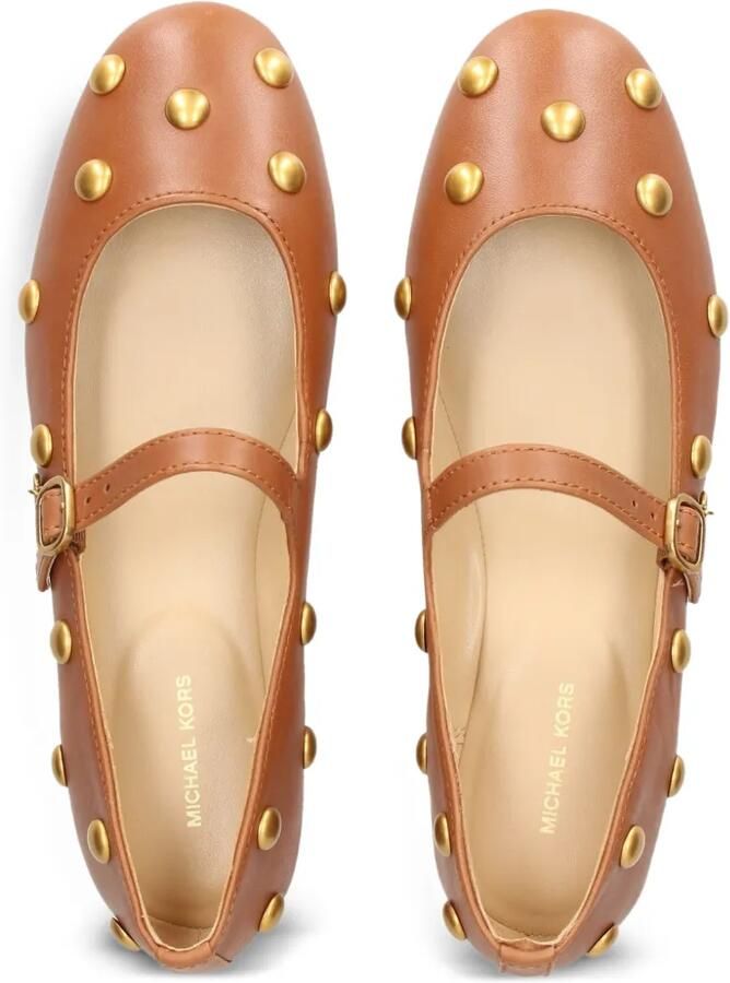 Michael Kors Nellie Flex leren ballerina's verfraaid met studs Bruin - Foto 3