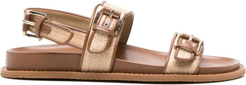 Michael Kors Nia geweven sandalen met gespbandje Beige