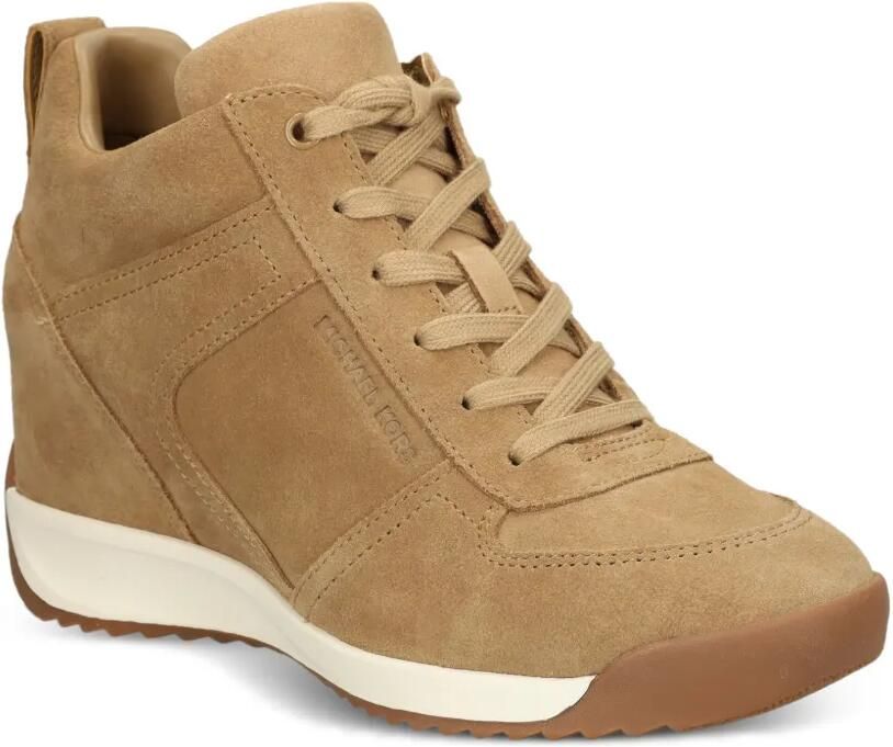Michael Kors Nikko S2 suède sneakers met sleehak Beige - Foto 4