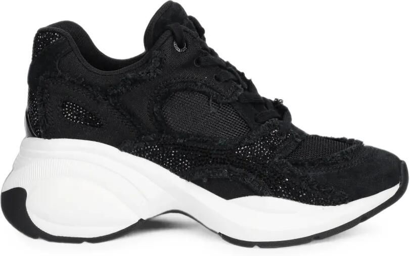 Michael Kors Zuma verfraaide mixed-media sneakers met franje Zwart