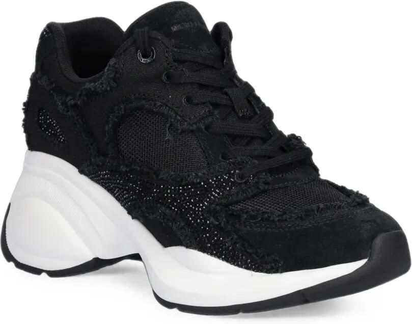Michael Kors Zuma verfraaide mixed-media sneakers met franje Zwart - Foto 3