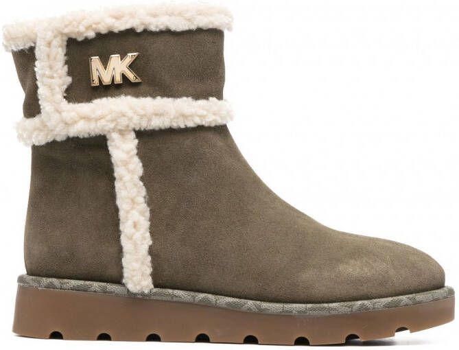 Michael Kors Marly enkellaarzen met lammy afwerking Groen - Foto 3