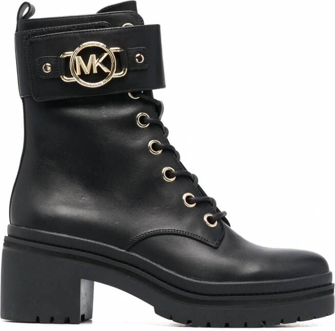 Michael Kors Rory leren combat boots Zwart