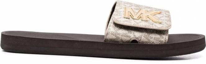 Michael Kors Slippers met monogramprint Goud