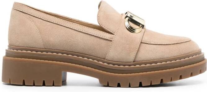 Michael Kors 75 mm Rocco loafers met monogram-print Zwart