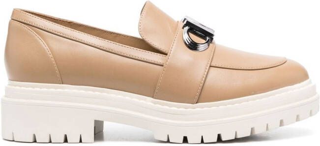 Michael Kors Parker loafers met logo-plakkaat Bruin