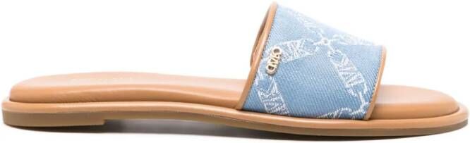 Michael Kors Slippers met logoplakkaat en patroon Blauw