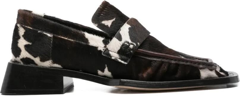 Miista Airi loafers met kalfshaar en vierkante neus Bruin
