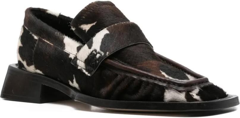 Miista Airi loafers met kalfshaar en vierkante neus Bruin - Foto 2