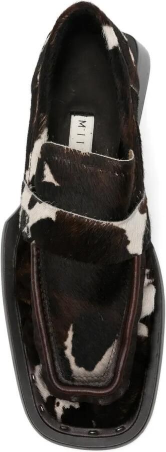 Miista Airi loafers met kalfshaar en vierkante neus Bruin - Foto 4